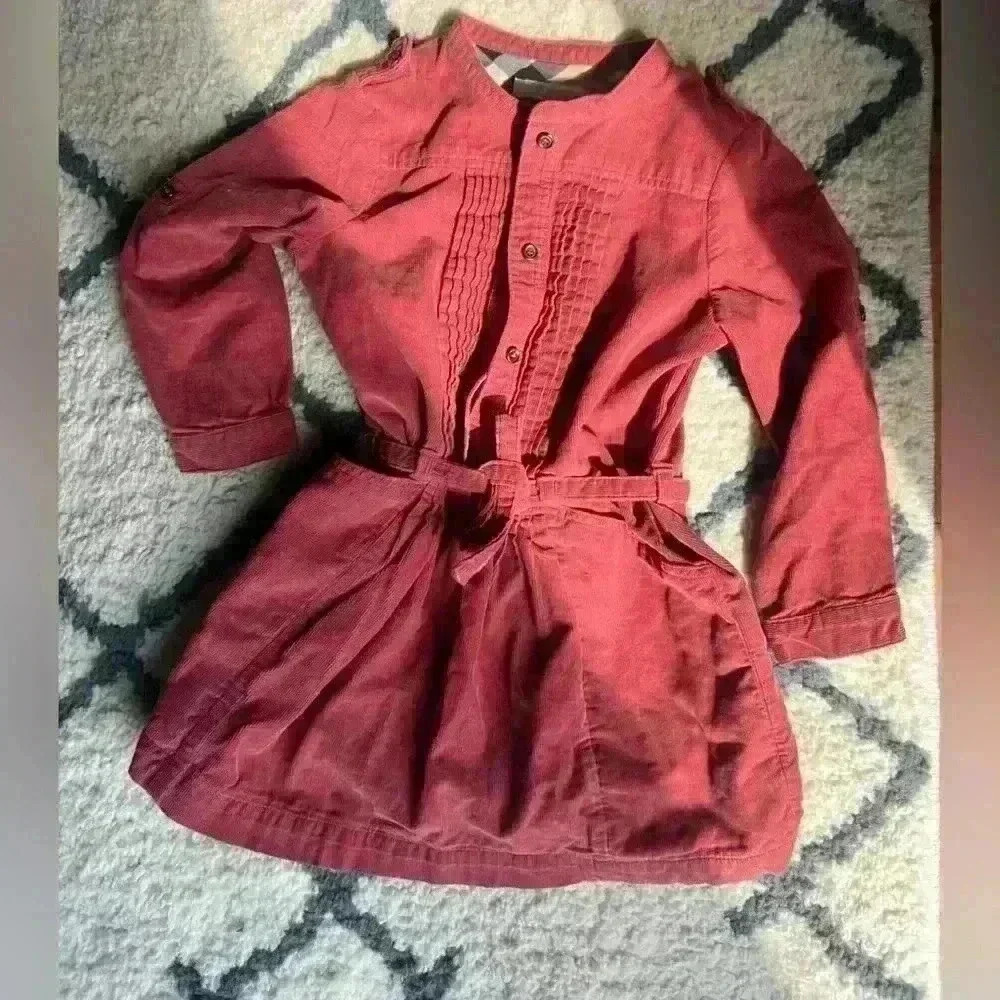 BURBERRY PINK DRESS corduroy check classic Burberry style infant 12 months